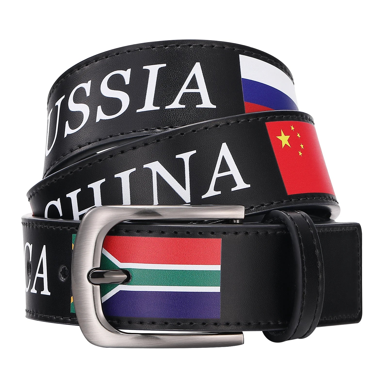 Custom Printed Pattern Logo Alloy Pin Buckle PU Leather Men's Casual Fashion Belt
