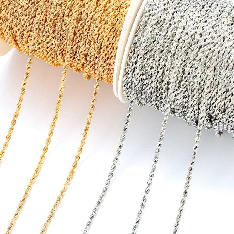 1Meter/strip Copper Fried Dough Twists Chain for Necklace Bracelet Earring Jewelry Making DIY Components Jewelry Accessories Y16