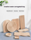 Creative Asymmetrical Beech Wood Disposable Dessert Tray Serve Trays Modern Outdoor Barbecue Water Ripple Inspired Afternoon Tea