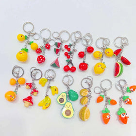 Pendant Pineapple Strawberry Watermelon Carrot Cherry Lemon Modeling Mini Handbag Keychain Creative PVC Cartoon Fruit Key Chains