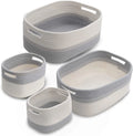 Cotton Rope Eco-Friendly Foldable Waterproof Rectangle Storage Baskets Set 4-Decorative Woven Baskets Home Organizer Bins
