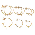 Stainless Steel C-Shaped Loop Gold Hug Round Ear Post Open Jump Ring Earring Fitting Base DIY Jewelry Earrings