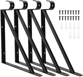 Wall Mounted Shelf Brackets Clothes Hanger Pole Closet Rod Support Bracket