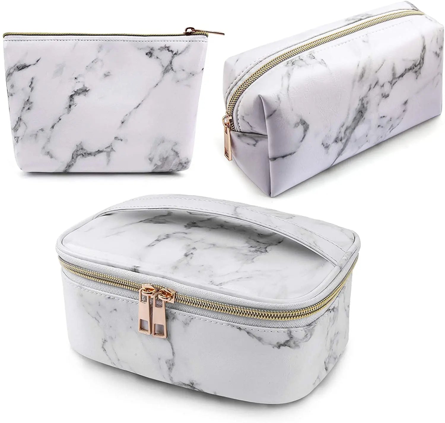 3Pcs Makeup Bags Portable Travel Cosmetic Bag Waterproof Organizer Multifunction Case Marble Toiletry Bags for Women
