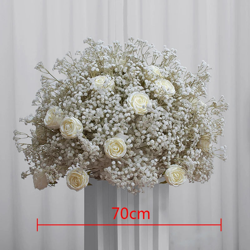 Wholesale Artificial Silk Rose Full Gypsophila Ball Wedding Table Centerpiece Real Touch Decoration for Christmas Mother's Day