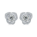 Custom Valentine's Day Gift Women Jewelry Cubic Zirconia Diamond Stone Earrings 925 Sterling Silver Flower Stud Earrings