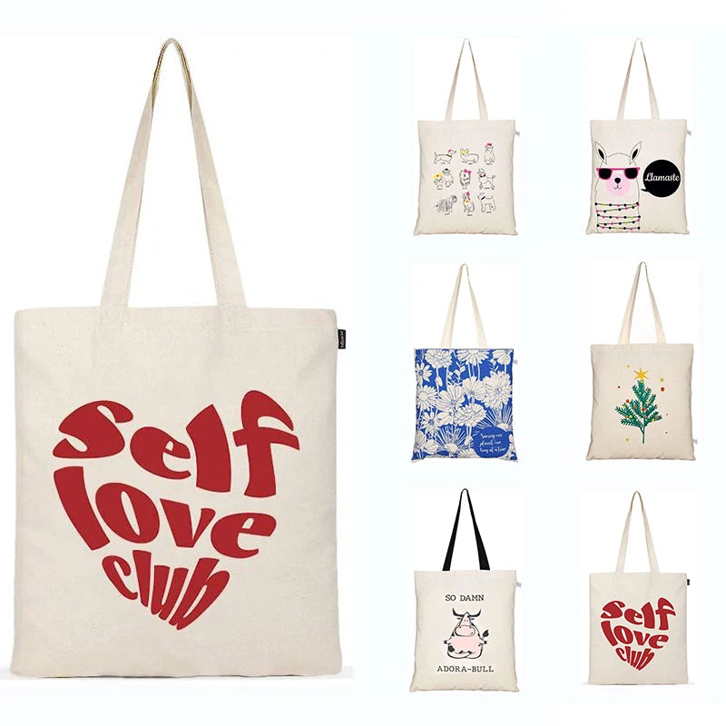 ODM OEM Custom Cotton Tote Bag Canvas Wholesale Reusable Plain Recycled Shopping Bag with Letter Pattern