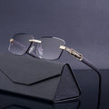 Fashion Uv400 Protection Frameless Eye Glasses for Men Shades Diamond Cut Rimless Wooden Frameless Sunglasses