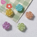 Elegant 15mm Colorful Petal Rose Flower Beaded Daisy Charm Glass Bead for DIY Jewelry Making Accessories