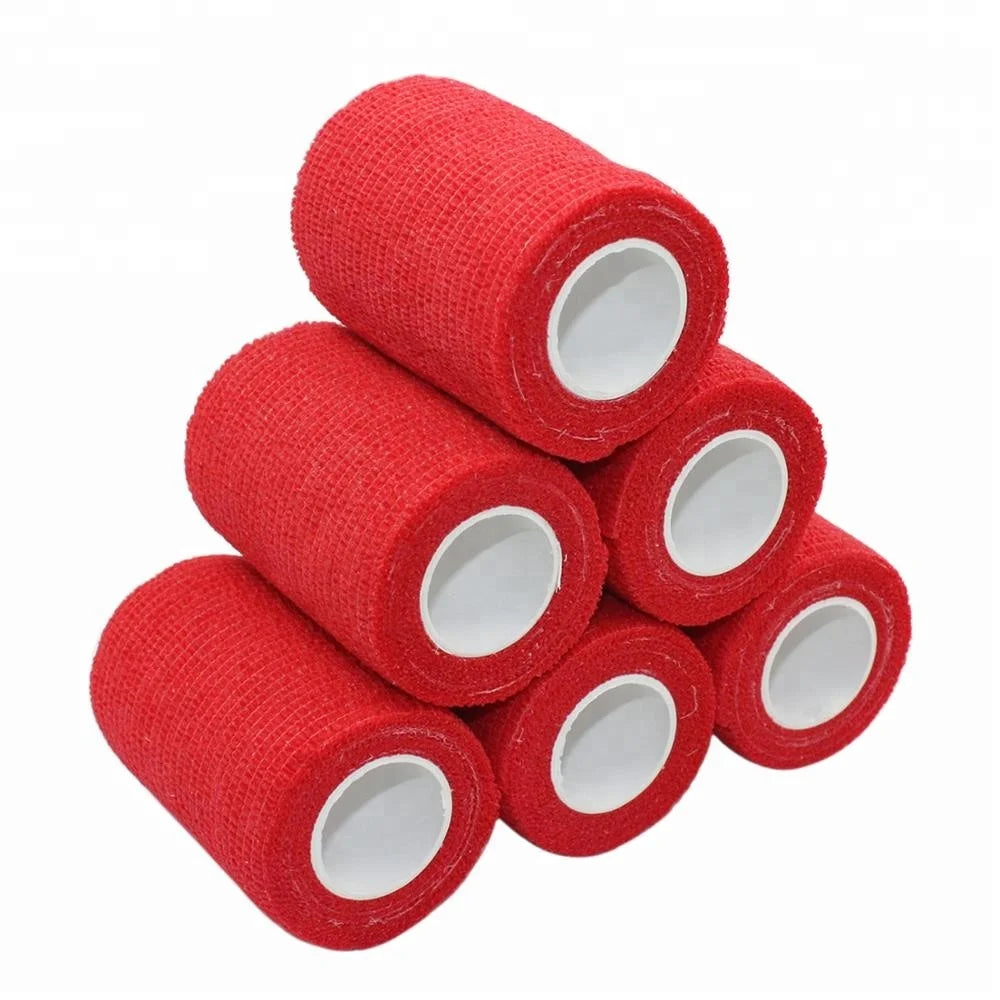 Elastic Cohesive Pet Sport Bandage Non Woven 7.5cm Red Cohesive Bandage