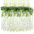 Bushy Silk Vine Garland Artificial Flower Hanging Wisteria White for Wedding Garden Outdoor Greenery Home Wall Decor