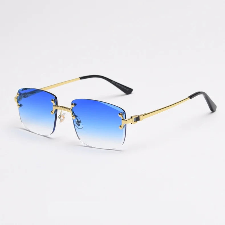 D072 Retro Classic Rimless Sun Glasses Men Fashion Luxury Frame Sunglasses Gafas Lunettes 2022
