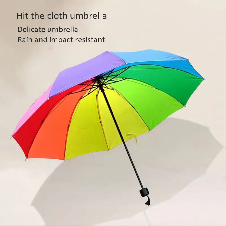 Hot Sell Fashion 10k Rain and Sun Wind Resistant Tri-fold Portable Rainbow Umbrella