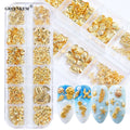 GREENKEM 12 Grids Mixed Hollow 3D Nail Art Decorations Mix Metal Frame Charms Jewelry DIY Manicure Designs Matching Accessories