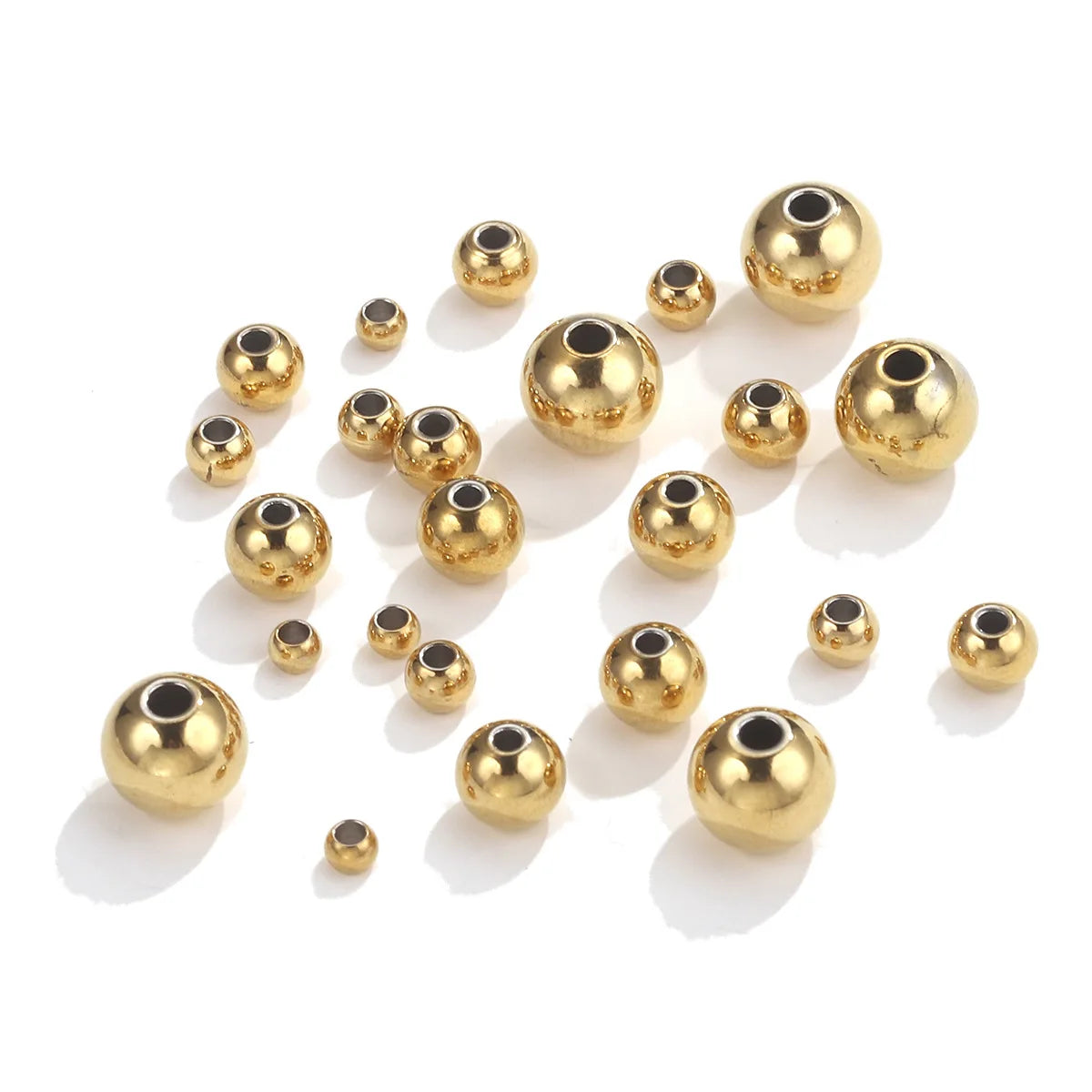 RTS 3mm 4mm 5mm 6mm 8mmHigh Quality 316L Stainless Steel Perforated Round Bead Bracelet Jewelry Charm