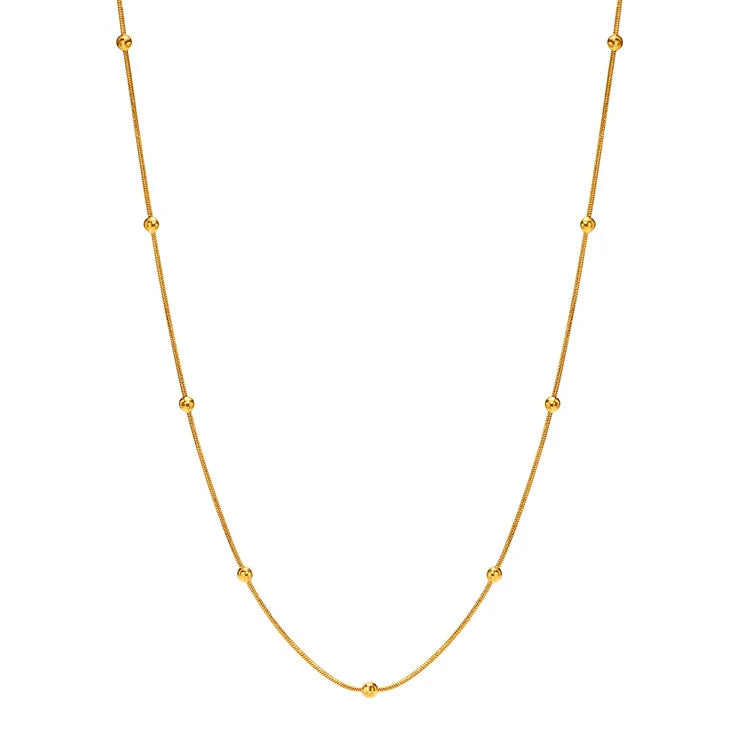 Popular Personalized Jewelry Stainless Steel Gold Beaded Chain Necklace
