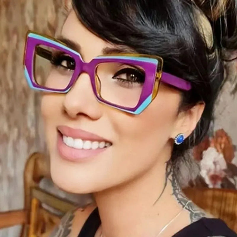 Logo Custom Fashion TR90 Anti Blue Light Eyeglasses Frames Colorful Cat Eye Computer Glasses Women