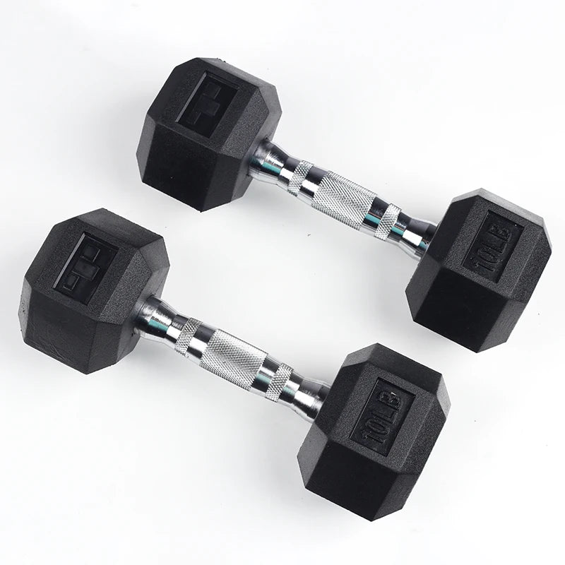 REACH Approved Factory Direct Wholesale Rubber Hex Dumbbells Rubber Dumbbells Set for Cross Training and Weight Training