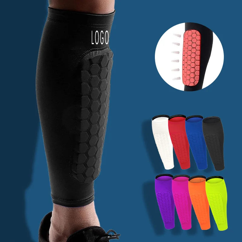 In-Stock Elastic Honeycomb Calf Support Sleeve Shin Guard Sports Running Leg Brace Compression Protection Adults Football Soccer