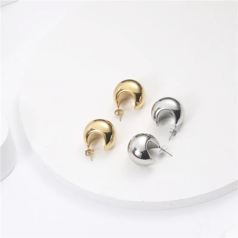 Fenny Waterproof&No Fade Fashion Shiny Irregular Hollow Hoop Earring Wholesale Stainless Steel Ladies Jewelry