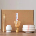 4PCS Tea Whisk Brush Set Bamboo Matcha Whisk Scoop and Holder Matcha Bowl Japanese Matcha Ceremony Accessory