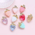 Colorful 3D Acrylic Strawberry Pendant 2.3*3.2 cm Fruit Charms for DIY Jewelry Making Necklace Bracelet Keychain Earrings