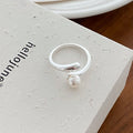 Korean Simple Open Ring Temperament Fashion Index Finger Ring Baroque Pearl Ring for Women