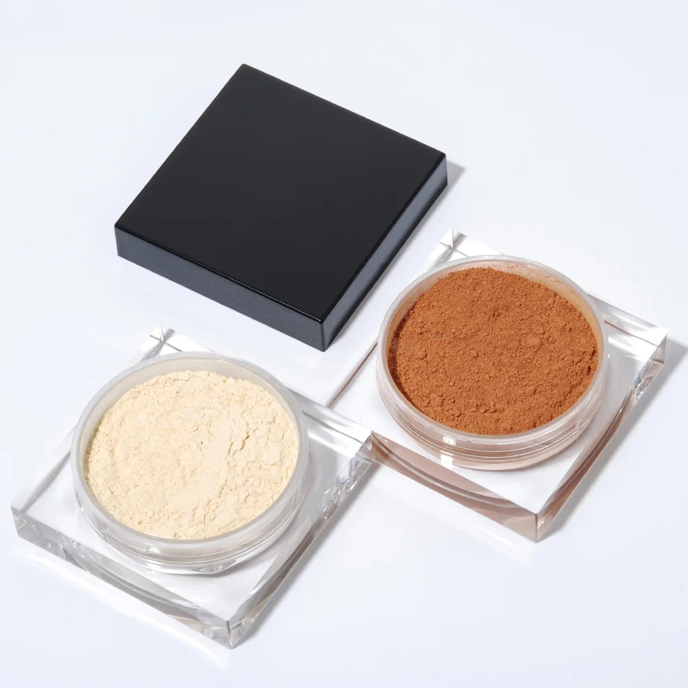 Luxury Makeup 11 Color Matte Shine Oil Control Setting Loose Powder No Logo Low Moq Square Case Brown HD Powder