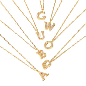 Personality Luxury Hot 26 Letter Necklace Full Diamond English Pendant All-Match Stainless Steel 18k Gold Clavicle Chain Female