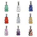Silver Plated Craved Bear Pendant Natural Gemstone Polished Necklace for Women Men Handmade Necklace Jewelry on Sale
