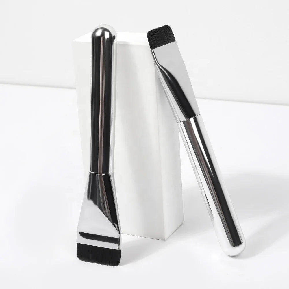 Luxury Custom Logo Foundation Flat Iron Personalised Single Private Label Make Metal Electroplate Synthetic Hair Facial Mask