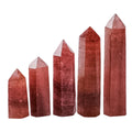 Wholesale Multi-Sized Strawberry Quartz Stone Hexagonal Pillar Crystal Decoration Office Ornament Tower Stone Crafts DIY Gift