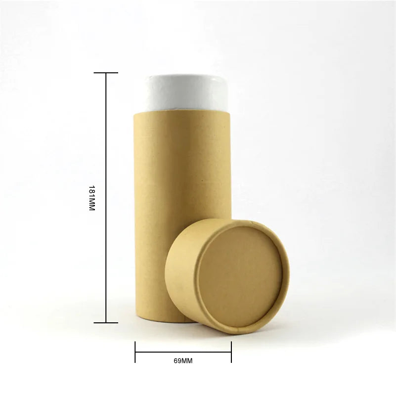 Kraft Paper Eco-friendly Cylinder Packaging Box with Spiral Curling Embossing & Matt Lamination Printed Logo Low MOQ 50pcs