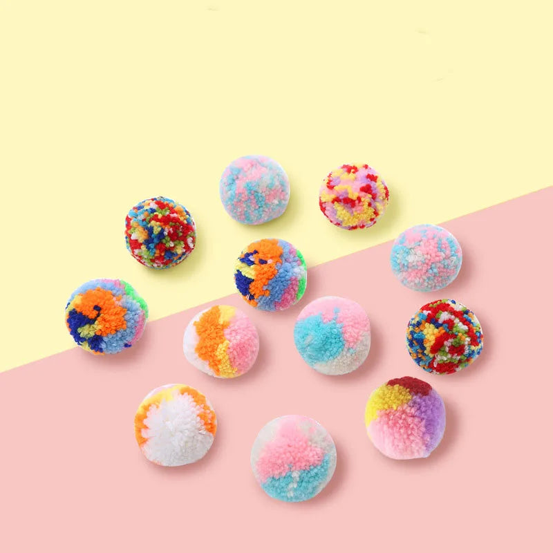 Pet Cat Plush Ball Toy  Cat Rolling Colorful Soft Ball Toy Cat Interactive Chew Ball Toy