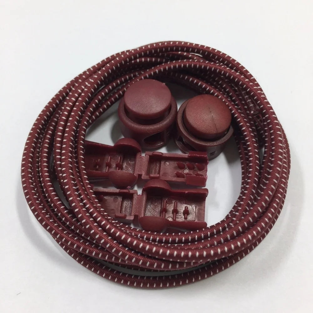 No Tie Lazy Stretch Lock Elastic Shoelaces Transparent Plastic Tips 2.5mm Diameter 100cm Length-Solid Pattern for Sport Shoes