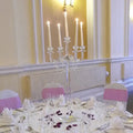 Popular Clear Glass Candle Holder with 5 Arms Tall Crystal Candelabra for Wedding Home & Party Decoration for Valentine's Day