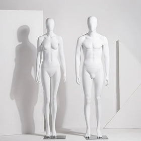 Male Female Mannequin With Abstract Face for Athletic Wear Displays