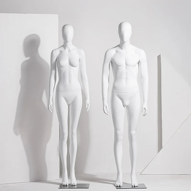 Male Female Mannequin With Abstract Face for Athletic Wear Displays