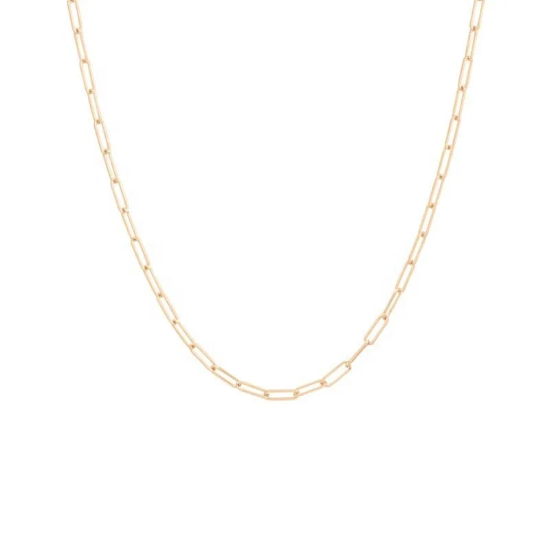 LOZRUNVE 925 Sterling Silver Rectangle Paperclip Chain Necklace Gold