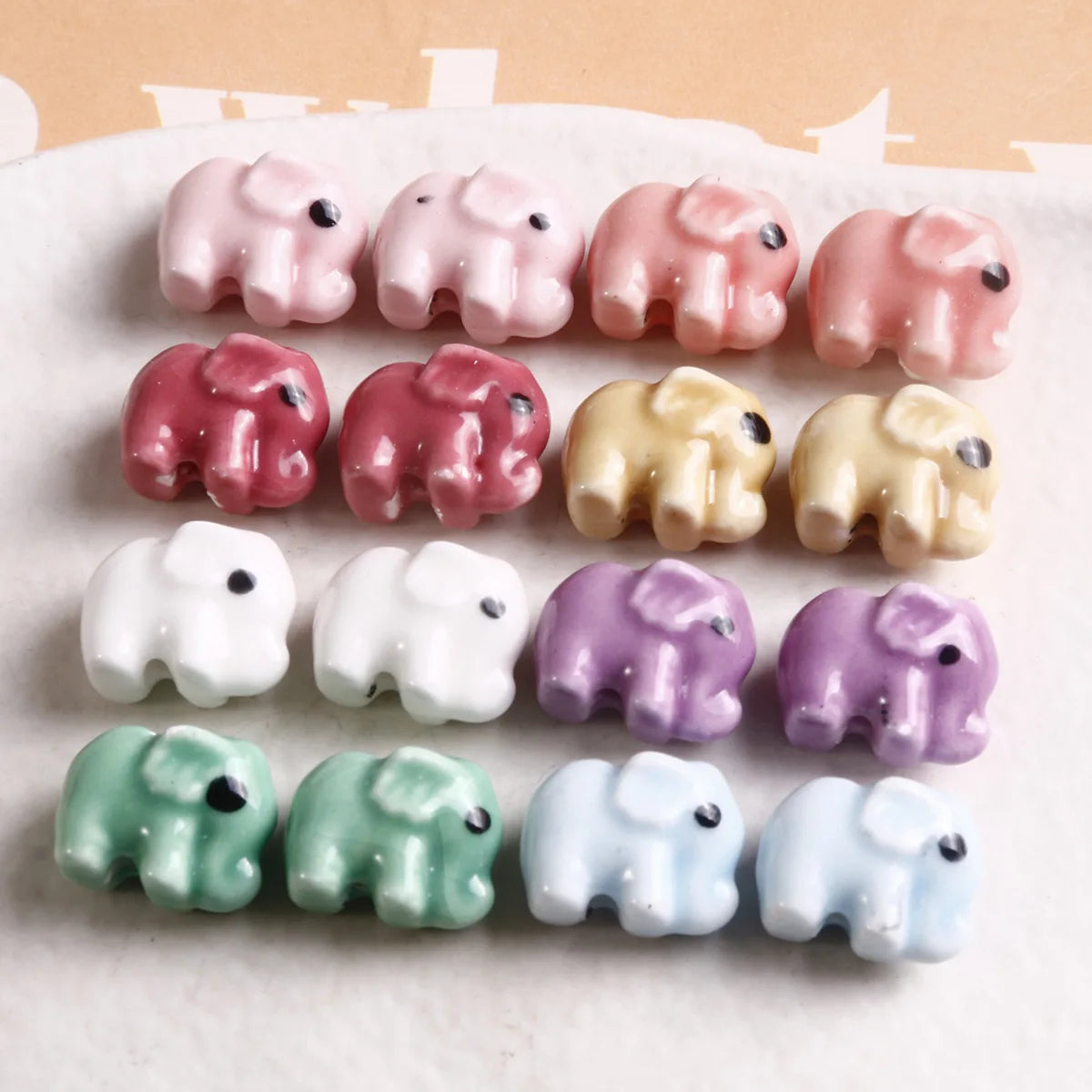 Cute 14*11mm Colorful Ceramics Clay Beaded Handmade Graffiti 3d Animal Elephant Loose Beaded Charm for Diy Jewelry Accessories