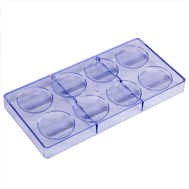 Round Wave Shape 8 Cavity Fondant Cake Candy Moulds 3D Clear Plastic Chocolate Mold for Baking Tools