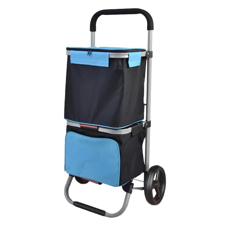 Cheap Collapsible Wheeled Compact Portable Container Folding Shopping Cart Trolley Bag with Wheels for US Market