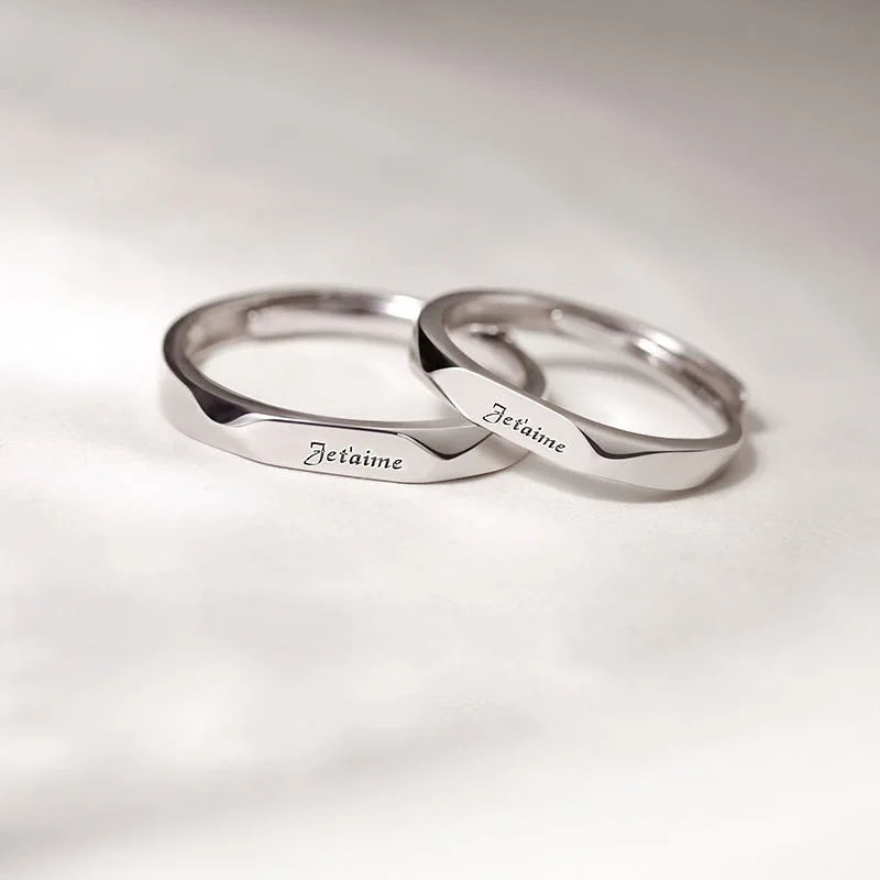 Romantic Simple I Love You Couple Ring For Wedding Jewelry Valentine's Day Gift Open Adjustable Ring