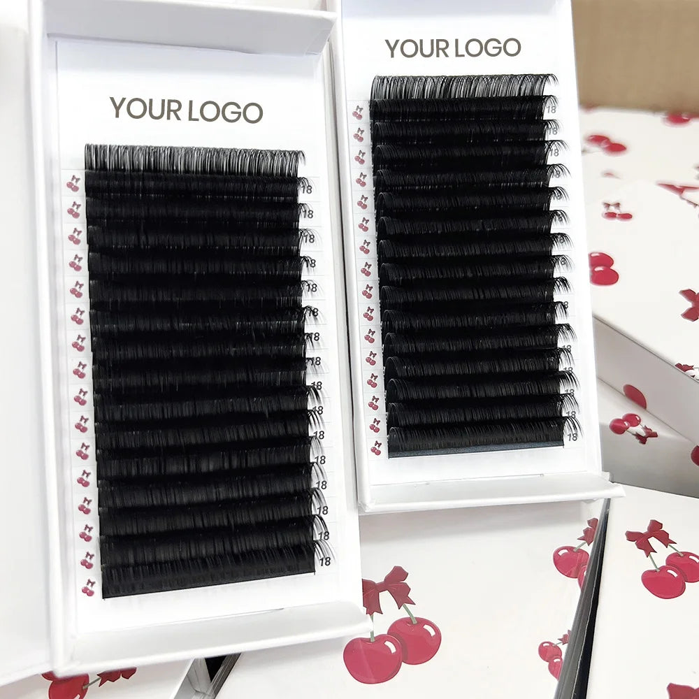 Eyelash Extensions Supplies Wholesale Private Label  Easy Fan Custom Dark Matte Black Velvet Cashmere Mink Lash Extensions Trays