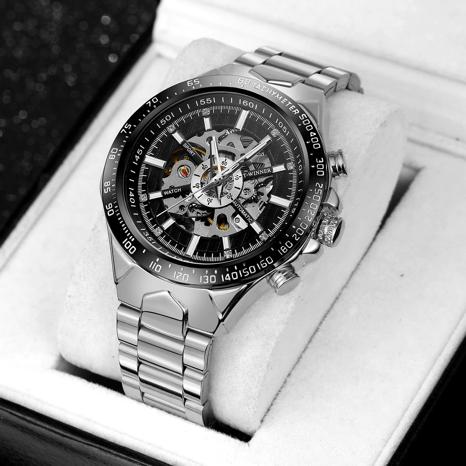 T- Winner Watches Men Fashion Large OEM Private Label Erkek Kol Saati Man Relogio Masculino Automatic Mechanical Skeleton Watch