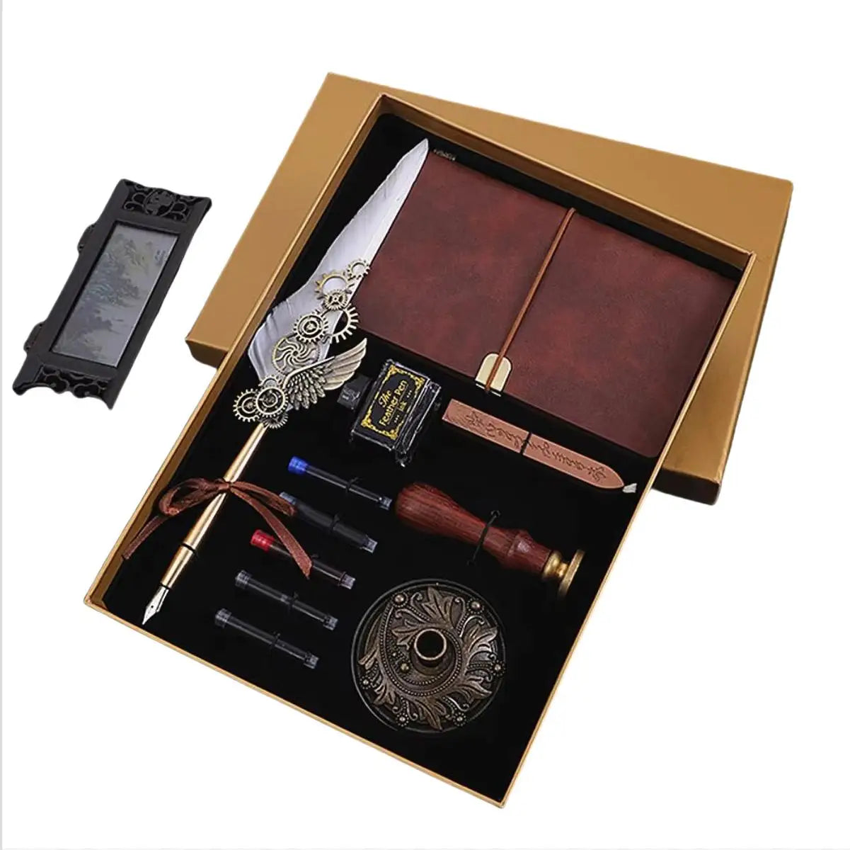 2020 High Quality Fountain Pens Custom Logo With Ink Fountain Many Colours Feather Pen Business Gift Set