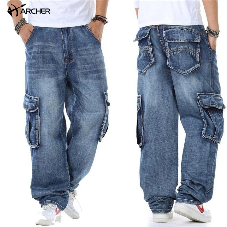 Streetwear Custom Wide Leg Men Fashion Baggy Pants Straight Denim Cargo Loose Fit Black Denim Pants Baggy Pants Men