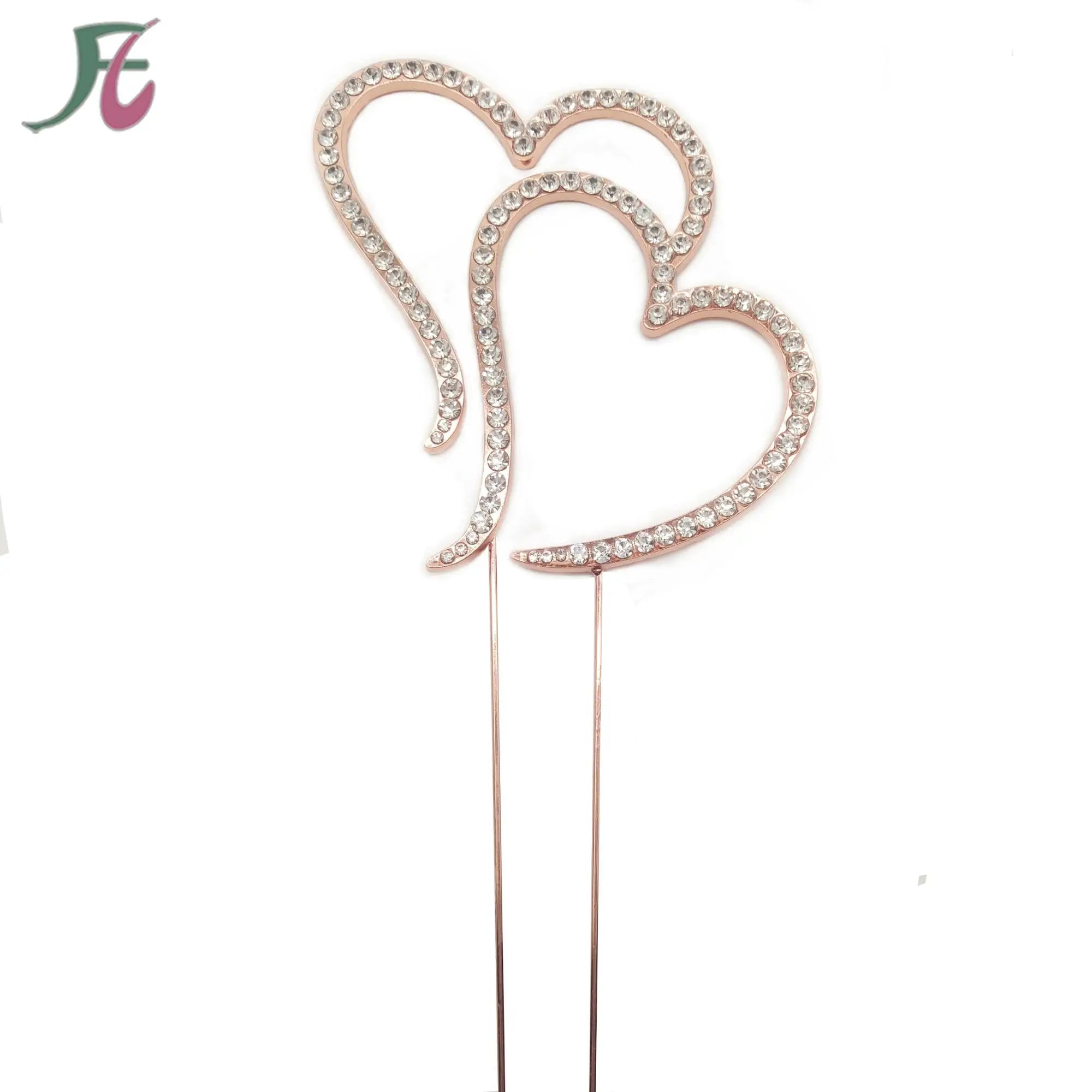 New Design Wedding Double Heart Shape Cake Toppers Valentine's Day  /Wedding Cake Toppers