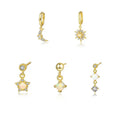 Hot Trending 18K Gold Round Opal Stone Earrings Sets 925 Silver Natural Opal Moon Star Drop Stud Earrings Sets for Girls