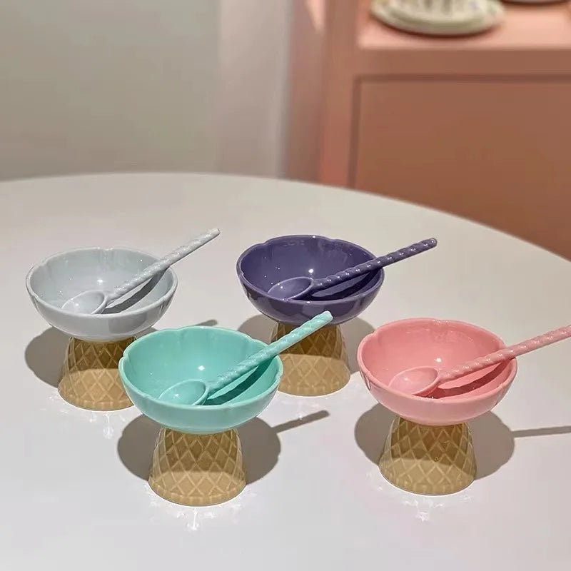 Korean-style Ins Ice Cream Ceramic Cup Home Fruit Breakfast Cereal Bowl Afternoon Tea Cup